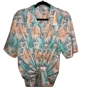 Vintage Bon Worth Novelty Print Shirt Size Large